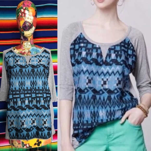 Anthro Lamai Embroidered Shirt Dolan Silver Patch - Picture 2 of 8